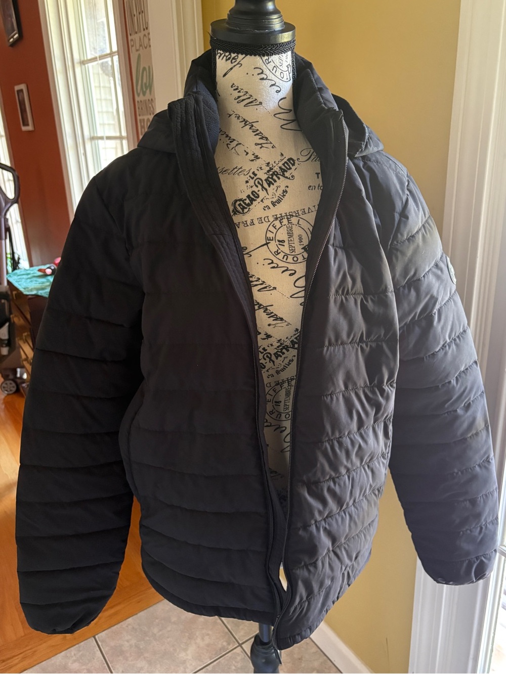 Abercrombie & Fitch PrimaLoft Hooded Puffer Jacket Black Size S